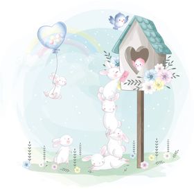 温馨浪漫动物插画