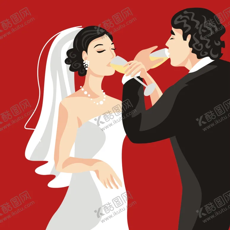 编号：14092702030035128944【酷图网】源文件下载-手绘结婚男女