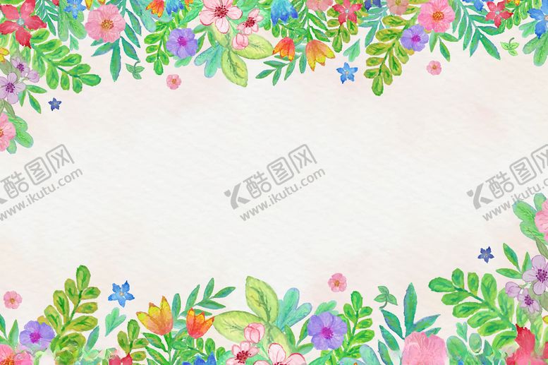 编号：22909310300049311517【酷图网】源文件下载-花草水彩画矢量图