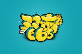 双击666字体设计卡通可爱风格