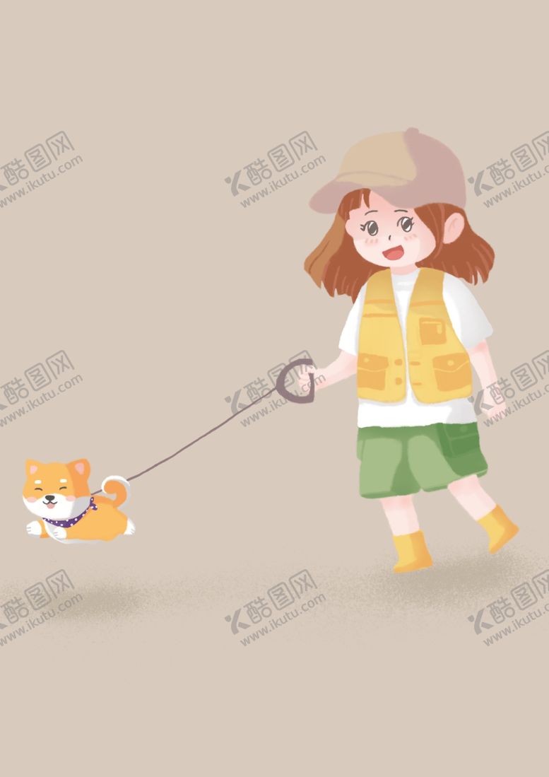 编号：75770412100439341683【酷图网】源文件下载-遛狗女孩