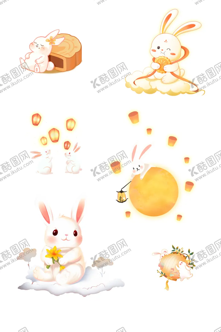 编号：31267502211510475127【酷图网】源文件下载-中秋节月兔元素免扣