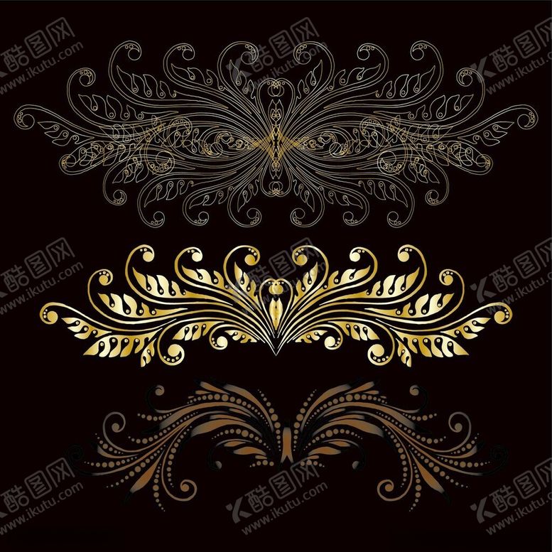 编号：14581904031150455234【酷图网】源文件下载-金色华丽复古装饰花纹图案