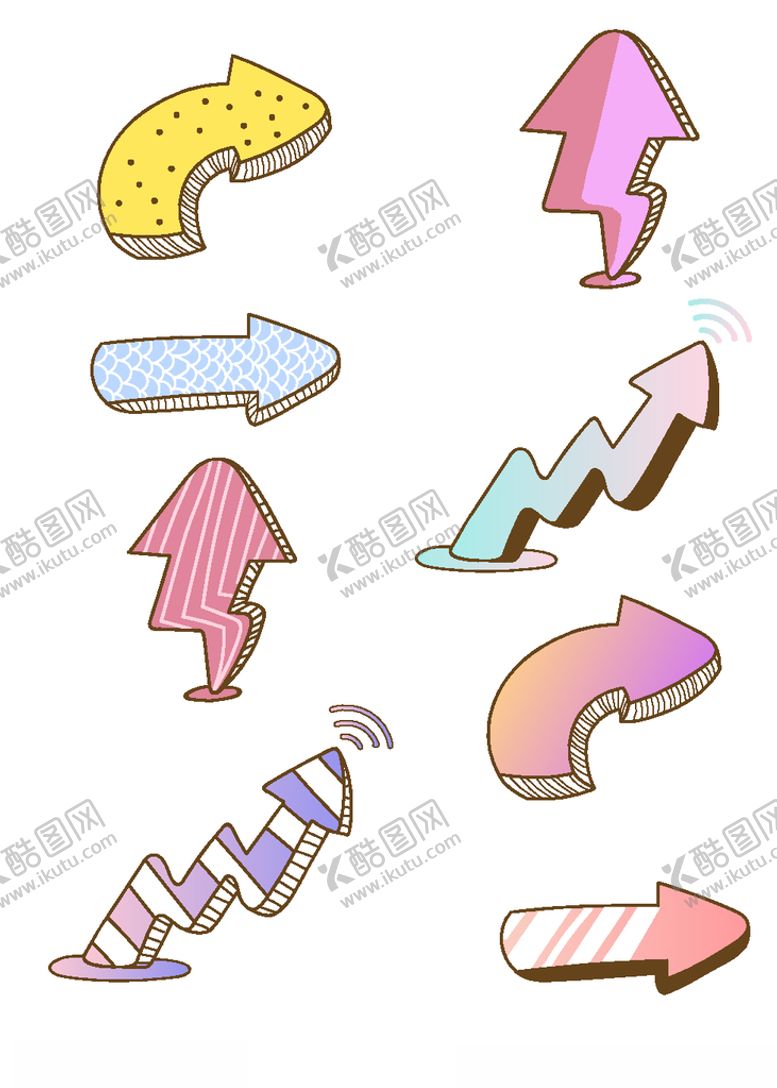 编号：22486405100947332739【酷图网】源文件下载-彩色卡通箭头