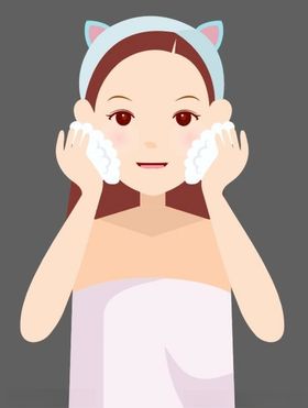 美女洗脸护肤美容步骤矢量