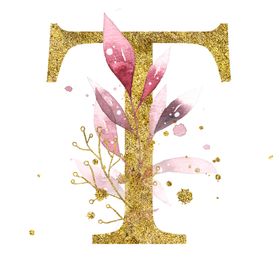 手绘水彩花卉英文字母logo