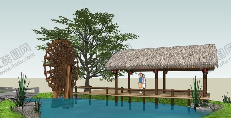 编号：45850910070359391228【酷图网】源文件下载-休闲凉亭水车