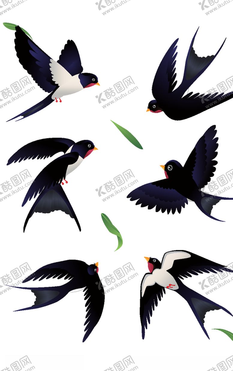 编号：86642710231245382634【酷图网】源文件下载-手绘卡通燕子装饰元素