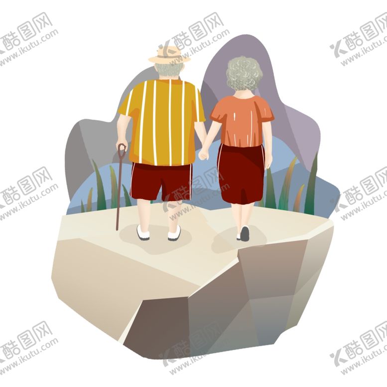 编号：12408509192355448764【酷图网】源文件下载-重阳节老人登高望远素材