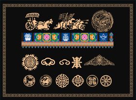 底纹边框艺术字波中国风