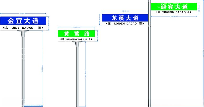 编号：65810212020551279641【酷图网】源文件下载-路名牌尺寸图A型B型F型