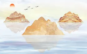 山水画客厅背景墙意境玄关高清
