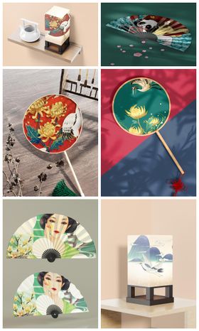 折扇扇子扇穗矢量图