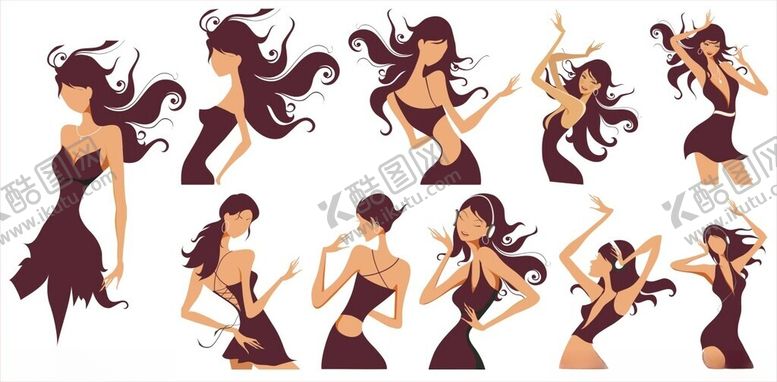 编号：49018110282115195816【酷图网】源文件下载-舞动的时尚女性姿态展示