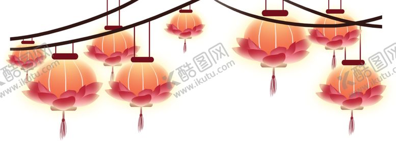 编号：81687211010701036850【酷图网】源文件下载-灯笼荷花灯古风传统边框装饰素材