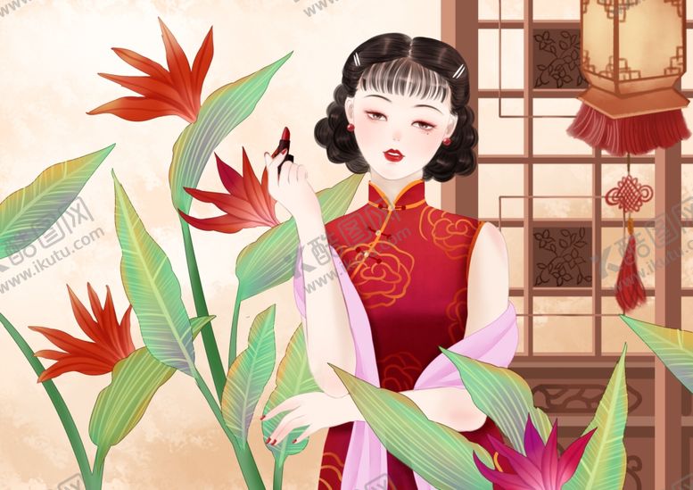 编号：39086909101908563734【酷图网】源文件下载-民国女性人物复古背景海报素材