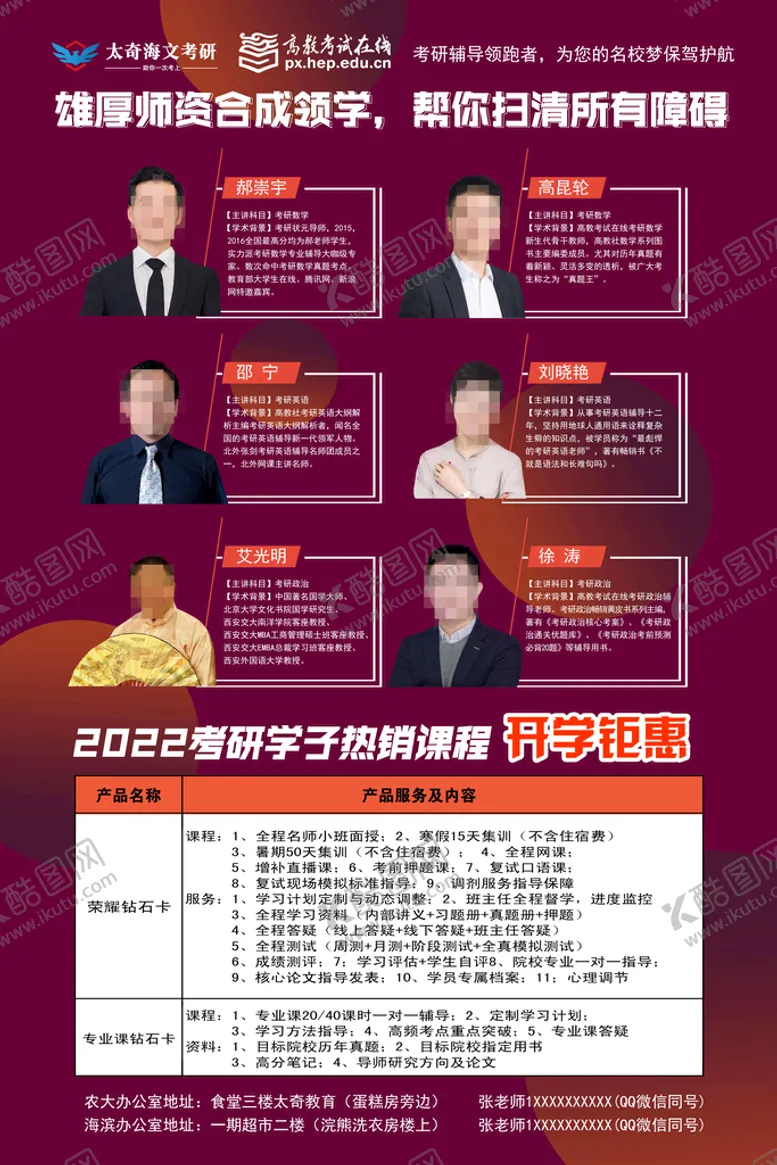编号：25341610012219591359【酷图网】源文件下载-考研师资简介海报