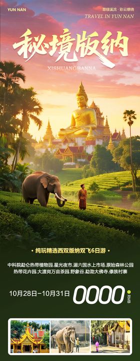 云南西双版纳旅游海报
