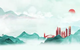 中国风水墨山水画装饰背景墙禅意