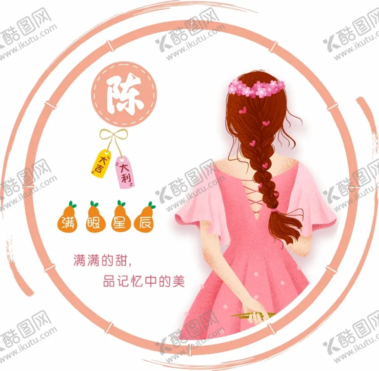 编号：37998610270528346137【酷图网】源文件下载-女生背景姓氏头像