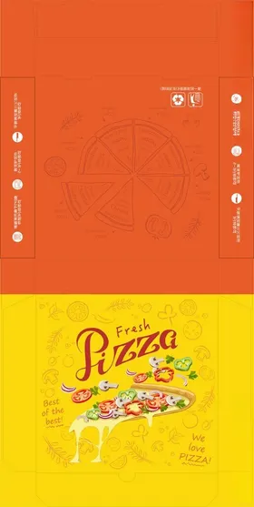 披萨盒包装设计展开图