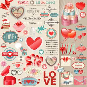 浪漫情人节爱心装饰素材