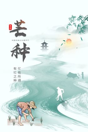 中国传统24节气芒种海报