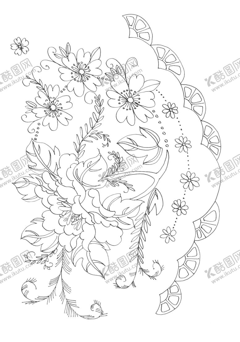 编号：82140510281206201395【酷图网】源文件下载-传统刺绣花纹线稿