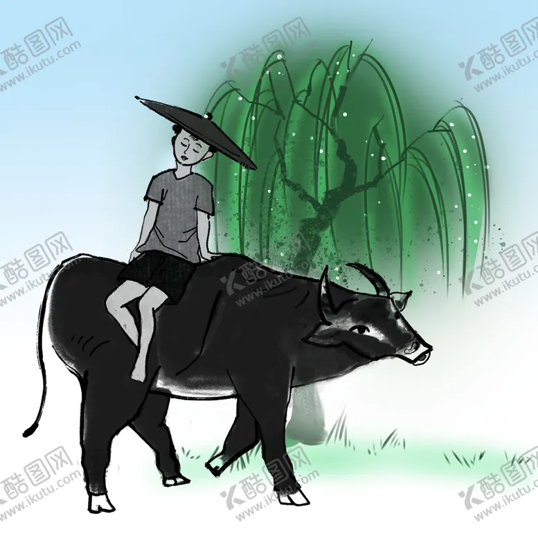 编号：23498509241019150293【酷图网】源文件下载-牧童骑牛
