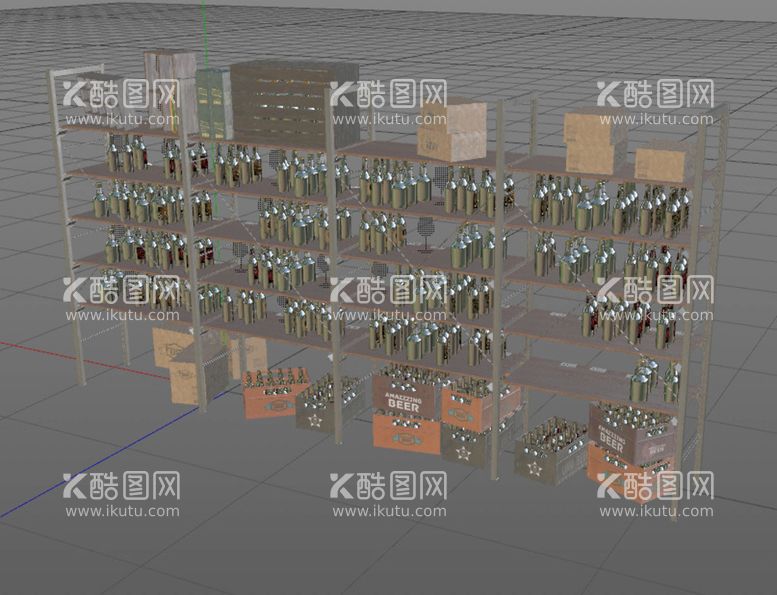 编号：24953611251146448979【酷图网】源文件下载-C4D模型超市货架