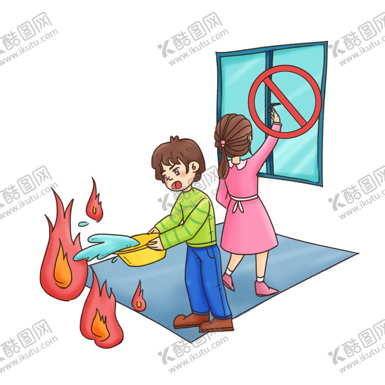 编号：79523909130352085238【酷图网】源文件下载-预防火灾人物卡通火警海报素材