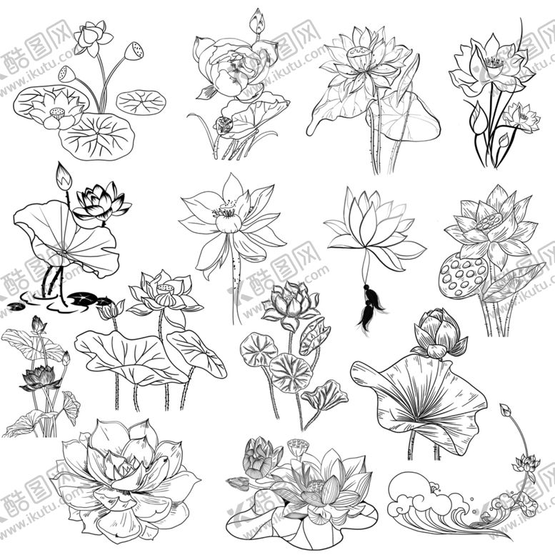 编号：68362004300024087459【酷图网】源文件下载-手绘花卉图案集合