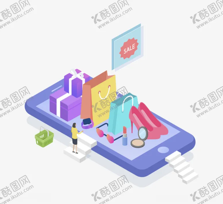 编号：47153504290413088648【酷图网】源文件下载-2.5d立体商城购物装饰图案