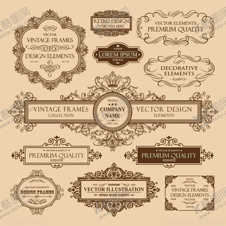 编号：84297812192239255564【酷图网】源文件下载-复古精美装饰性边框集合