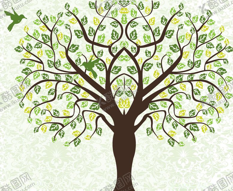 编号：31889510020044453358【酷图网】源文件下载-墙纸壁画大树树叶