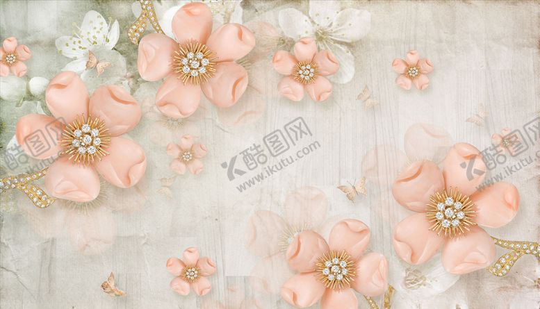 编号：69094504210330408349【酷图网】源文件下载-浮雕花花藤背景墙