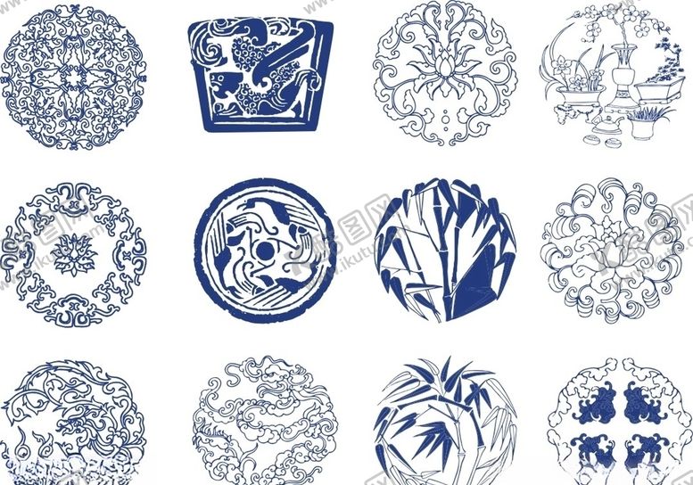 编号：38580310252304526950【酷图网】源文件下载-青花瓷花纹