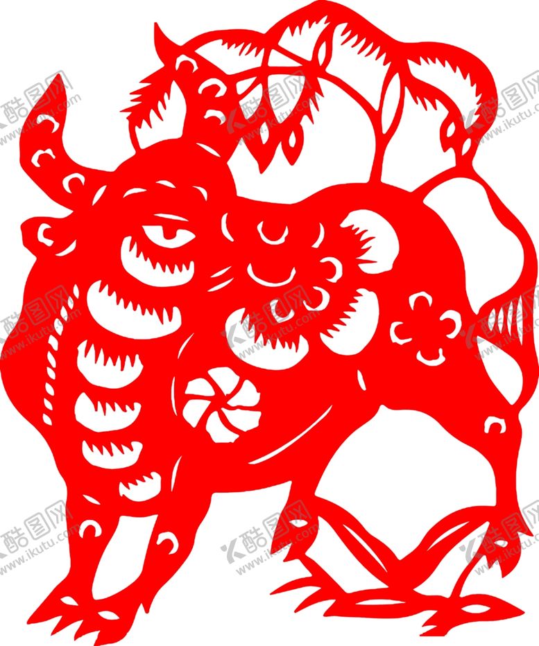 编号：54779005041834594868【酷图网】源文件下载-镂空牛年剪纸贴纸
