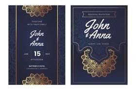 优雅金色花纹婚礼请柬