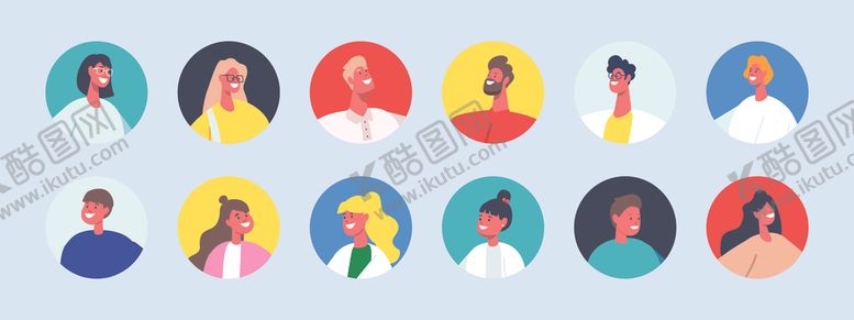 编号：74041303062259273665【酷图网】源文件下载-扁平风时尚人物头像