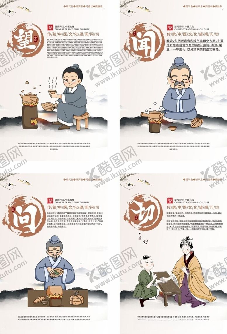 编号：98492506111826471647【酷图网】源文件下载-中式望闻问切中医文化系列海报