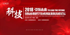 红色背景企业会议展板开业