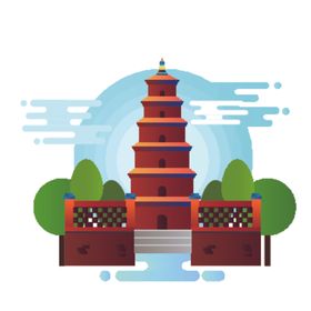 创意城市地标建筑物插画