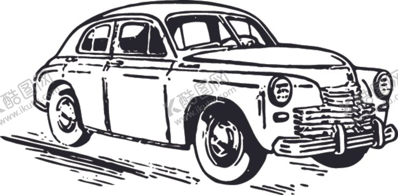 编号：23435709251818191170【酷图网】源文件下载-黑白手绘老爷车