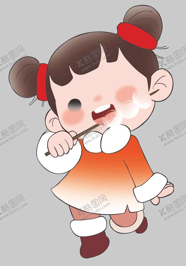 编号：33834302150658417129【酷图网】源文件下载-吃糖葫芦的小女孩