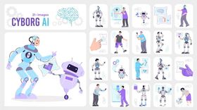 科幻风格人物与机器人元素