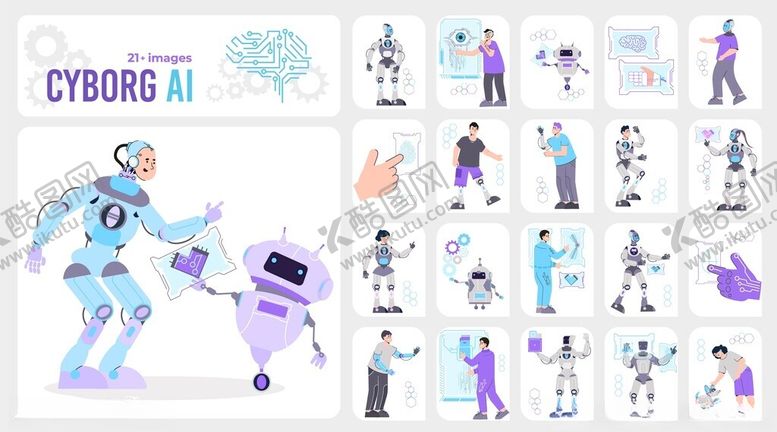 编号：53979304072049225181【酷图网】源文件下载-科幻风格人物与机器人元素