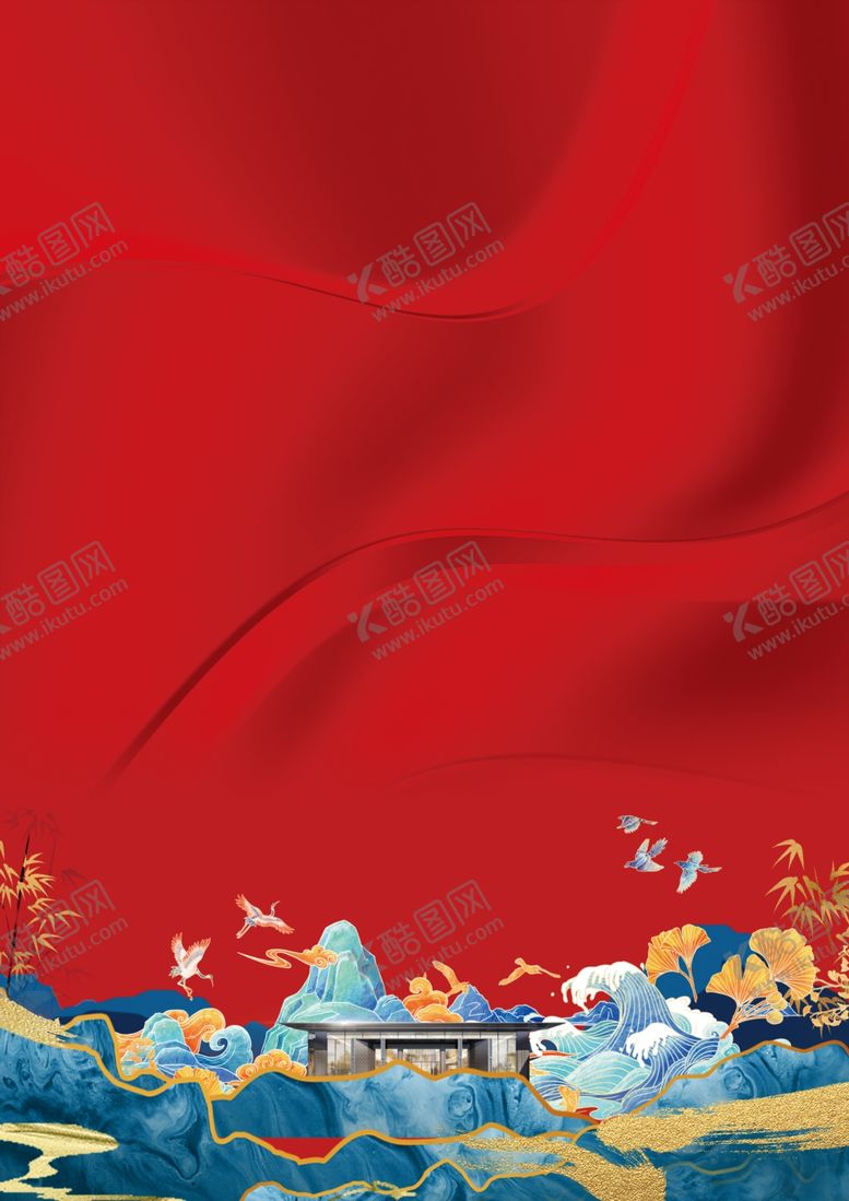 编号：25946602041612317151【酷图网】源文件下载-红色国潮背景