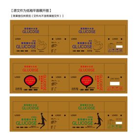 葡萄糖补水液纸箱平面图