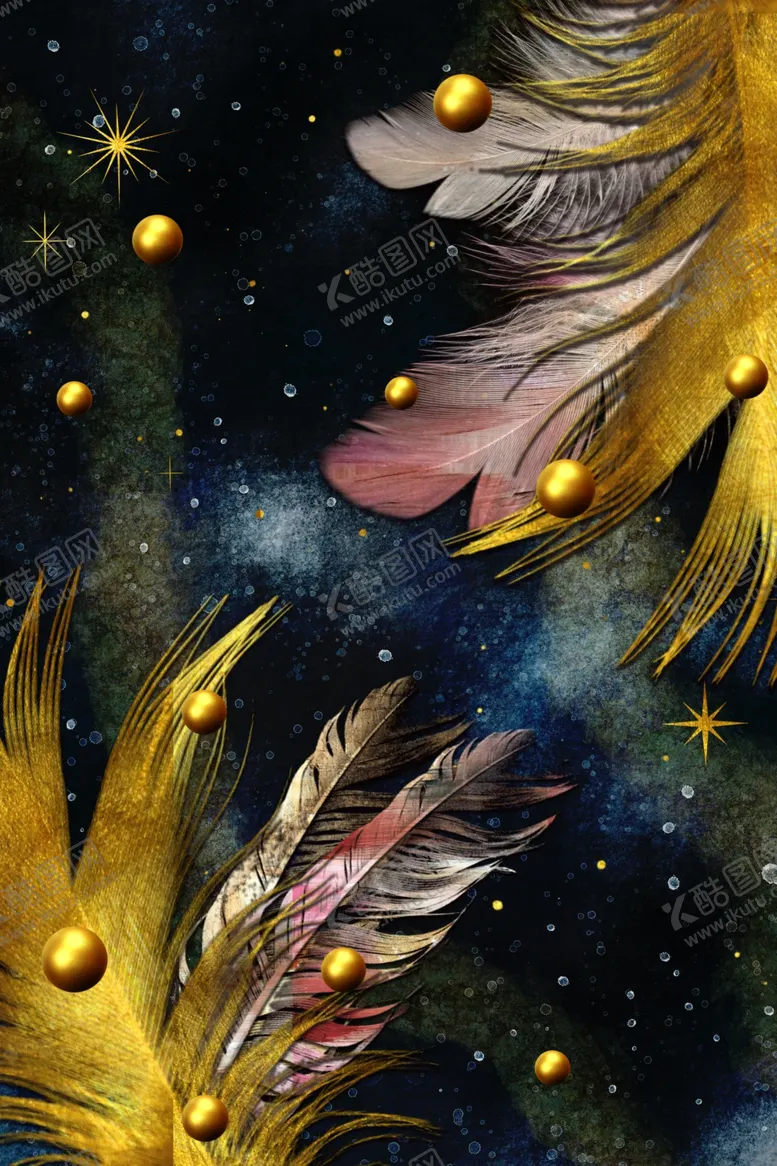 编号：81023909120741565036【酷图网】源文件下载-新中式羽毛轻奢装饰画